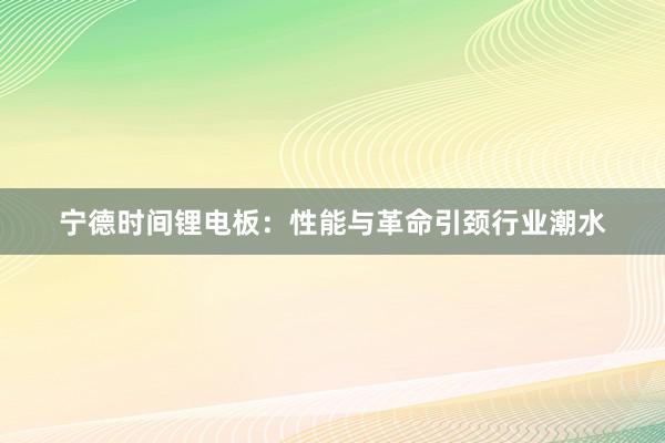 宁德时间锂电板：性能与革命引颈行业潮水